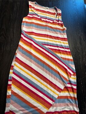 Red Haute Striped Sleeveless Maxi Skirt - Pink, Red, Orange, Blue, Yellow, Cream